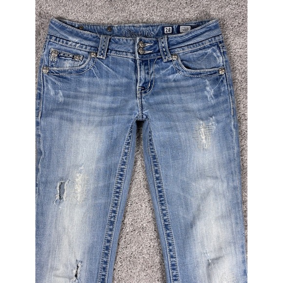 Miss‎ Me Jeans Womens Size 28 Boot Cut Distressed Light Wash Embellished Denim - Picture 6 of 13